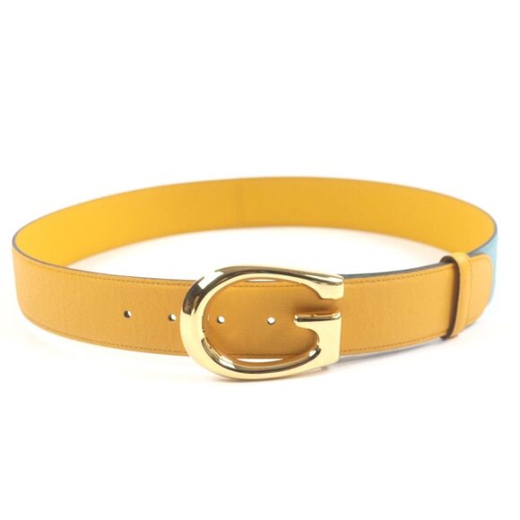 Gucci Memorable Buckle g Logo Buckle Bicolor Leather Belt Yellow Blue main image 10